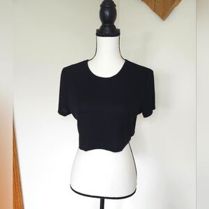 Shein Ribbed Black Crop Top Shirt
